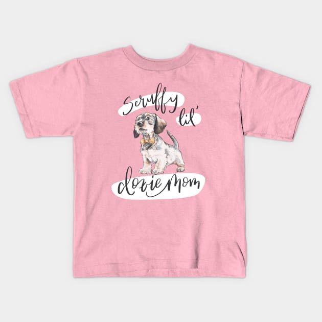 Scruffy Doxie Mom Kids T-Shirt by stuckyillustration